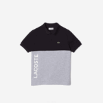 Kids Lacoste V0ZN3038 Navy Blue Grey Chine E6A Organic Cotton Pique Colorblock Polo