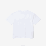 Kids Lacoste V0ZN3040 White SBH Branded T-Shirt in Organic Cotton Jersey - Image 2