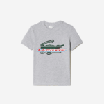 Kids Lacoste V0ZN3041 Grey Chine CCA Contrast Print Cotton Jersey T-Shirt