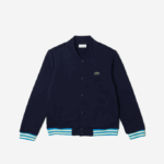 Kids Lacoste V0ZN3044 Navy Blue 166 Button-Down Fleece Sweatshirt - Image 3