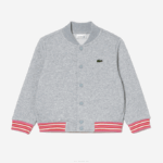 Kids Lacoste V0ZN3045 Grey Chine CCA Button-Down Fleece Sweatshirt