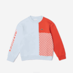 Kids Lacoste V0ZN3048 Light Blue Orange White EDZ Organic Cotton Colorblock Sweatshirt