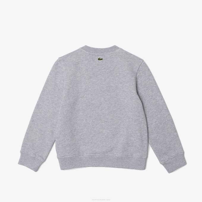 Kids Lacoste V0ZN3050 Grey Chine CCA Organic Cotton Fleece Sweatshirt - Image 2