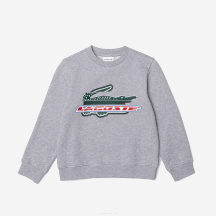 Kids Lacoste V0ZN3050 Grey Chine CCA Organic Cotton Fleece Sweatshirt