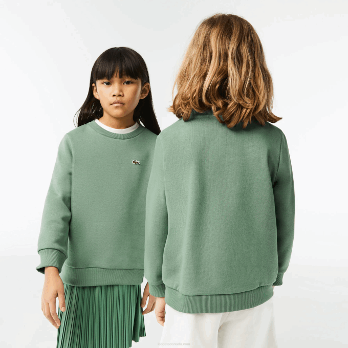 Kids Lacoste V0ZN3052 Khaki Green KX5 Organic Cotton Flannel Sweatshirt - Image 2