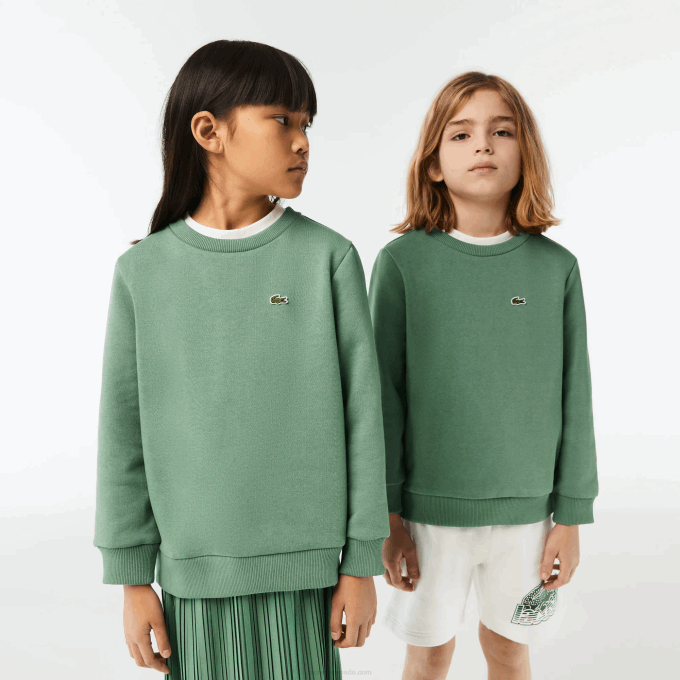 Kids Lacoste V0ZN3052 Khaki Green KX5 Organic Cotton Flannel Sweatshirt - Image 1