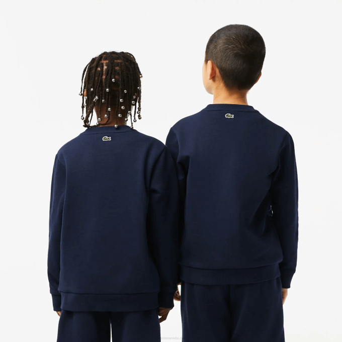 Kids Lacoste V0ZN3055 Navy Blue White 525 Contrast Branded Colorblock Sweatshirt - Image 3