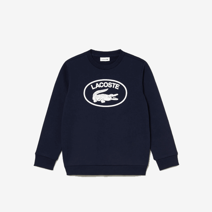 Kids Lacoste V0ZN3055 Navy Blue White 525 Contrast Branded Colorblock Sweatshirt - Image 4