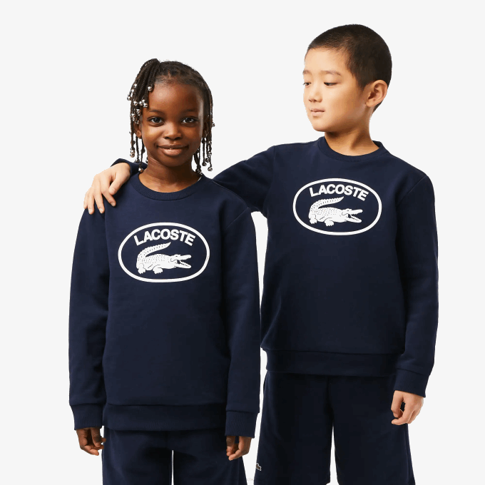 Kids Lacoste V0ZN3055 Navy Blue White 525 Contrast Branded Colorblock Sweatshirt - Image 1