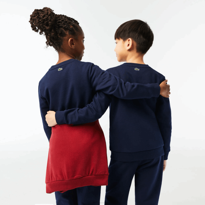 Kids Lacoste V0ZN3056 Navy Blue 166 Contrast Branded Colorblock Sweatshirt - Image 3