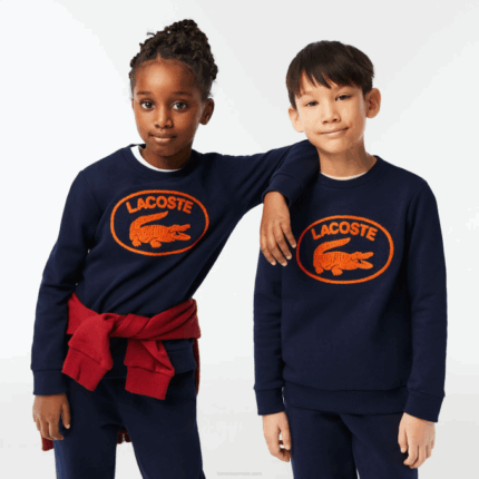 Kids Lacoste V0ZN3056 Navy Blue 166 Contrast Branded Colorblock Sweatshirt