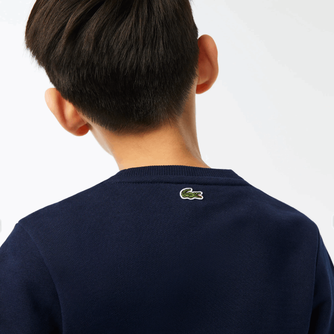 Kids Lacoste V0ZN3056 Navy Blue 166 Contrast Branded Colorblock Sweatshirt - Image 7