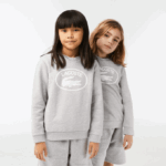 Kids Lacoste V0ZN3058 Grey Chine White BG3 Contrast Branded Colorblock Sweatshirt