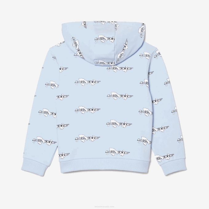 Kids Lacoste V0ZN3063 Light Blue T01 Organic Cotton Zipped Hoodie - Image 4