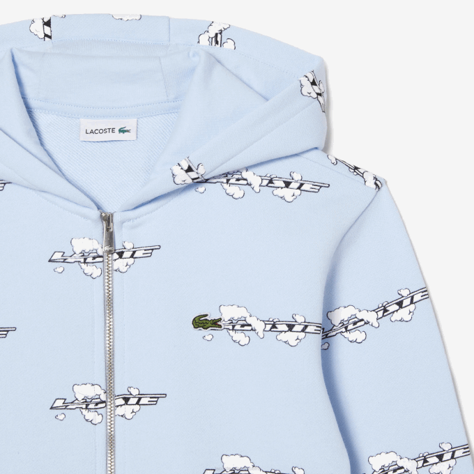 Kids Lacoste V0ZN3063 Light Blue T01 Organic Cotton Zipped Hoodie - Image 5