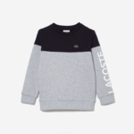Kids Lacoste V0ZN3064 Navy Blue Grey Chine E6A Colorblock Sweatshirt in Organic Cotton Flannel