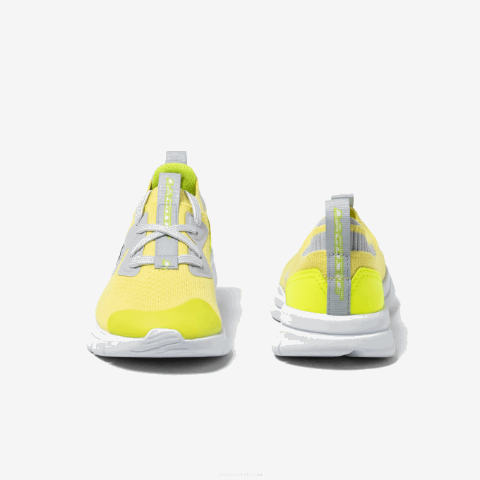 Kids Lacoste V0ZN3068 YLW/LT GRY 382 Run Spin Knit Textile Sneakers - Image 3