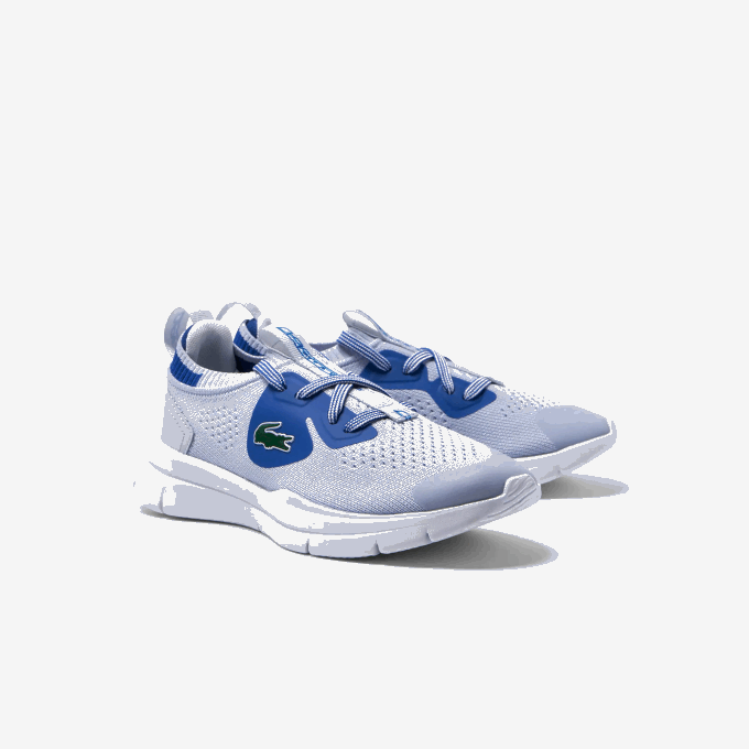 Kids Lacoste V0ZN3069 Light Blue 52C Run Spin Knit Textile Sneakers - Image 2
