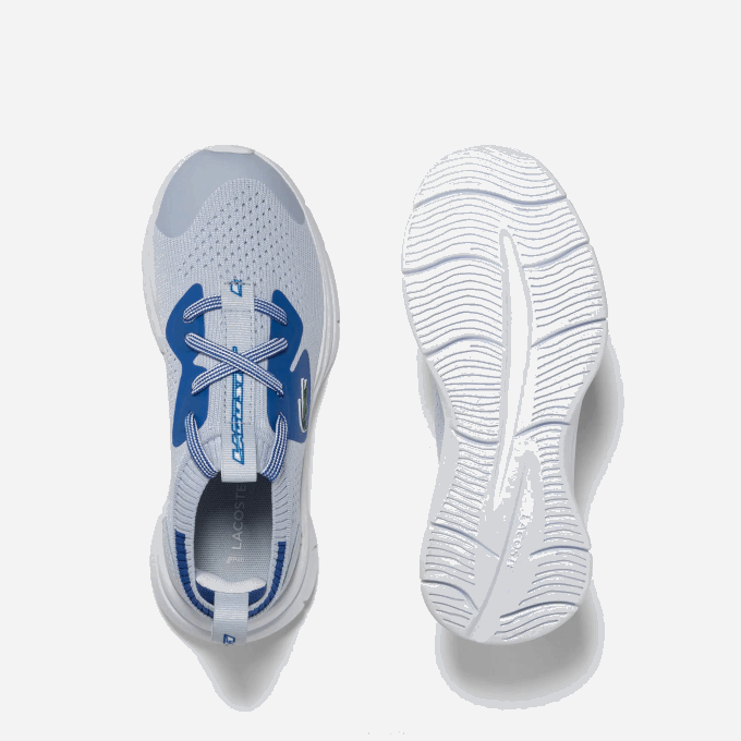 Kids Lacoste V0ZN3069 Light Blue 52C Run Spin Knit Textile Sneakers - Image 4