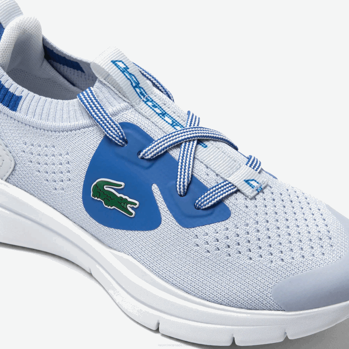 Kids Lacoste V0ZN3069 Light Blue 52C Run Spin Knit Textile Sneakers - Image 6