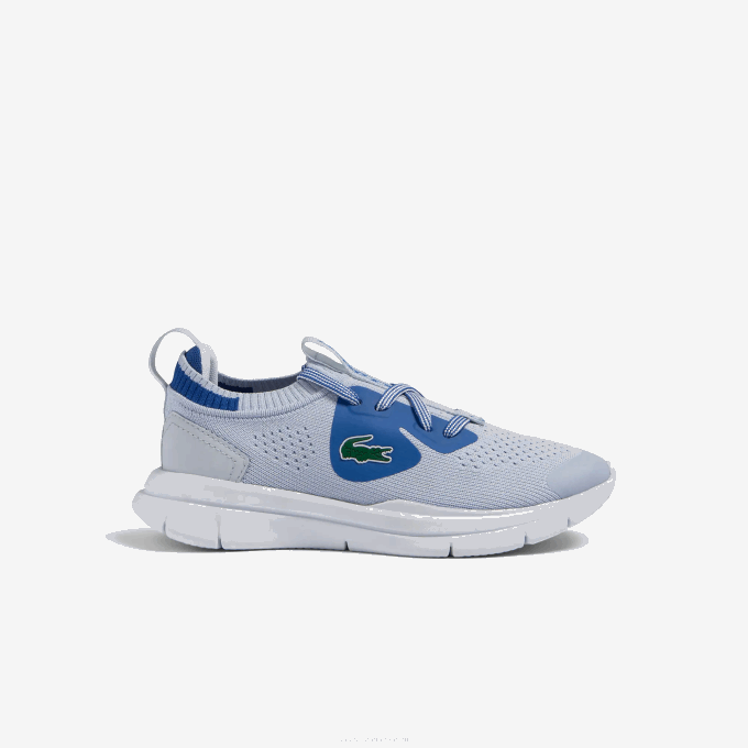 Kids Lacoste V0ZN3069 Light Blue 52C Run Spin Knit Textile Sneakers - Image 1