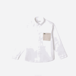 Kids Lacoste V0ZN3080 White Beige NBN Contrast Pocket Shirt - Image 4