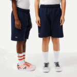 Kids Lacoste V0ZN3100 Navy Blue 166 Organic Brushed Cotton Fleece Shorts - Image 2