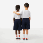 Kids Lacoste V0ZN3100 Navy Blue 166 Organic Brushed Cotton Fleece Shorts - Image 3