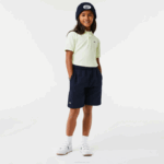 Kids Lacoste V0ZN3100 Navy Blue 166 Organic Brushed Cotton Fleece Shorts - Image 4