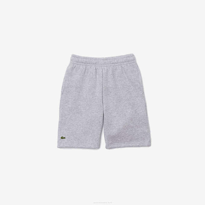 Kids Lacoste V0ZN3101 Grey Chine CCA Organic Brushed Cotton Fleece Shorts - Image 5