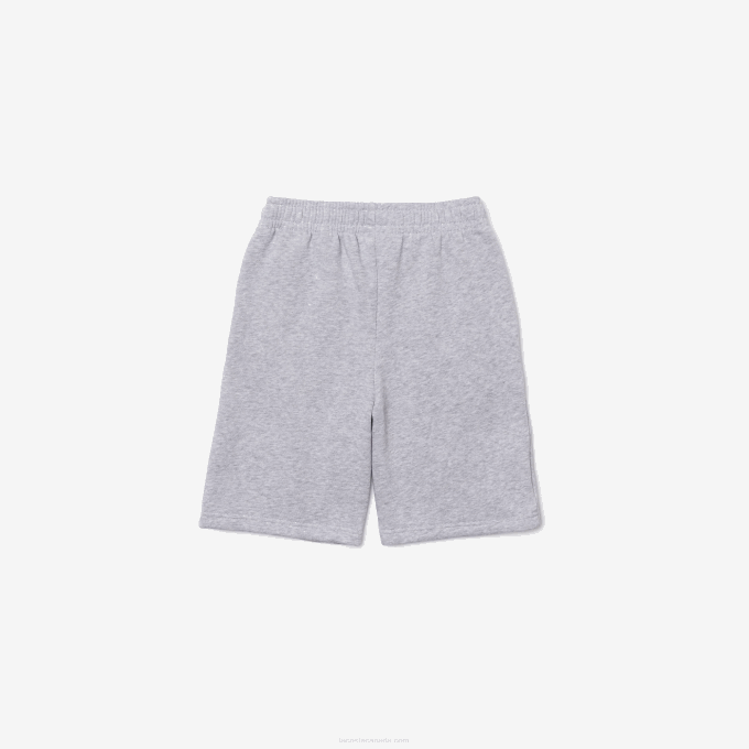 Kids Lacoste V0ZN3101 Grey Chine CCA Organic Brushed Cotton Fleece Shorts - Image 6