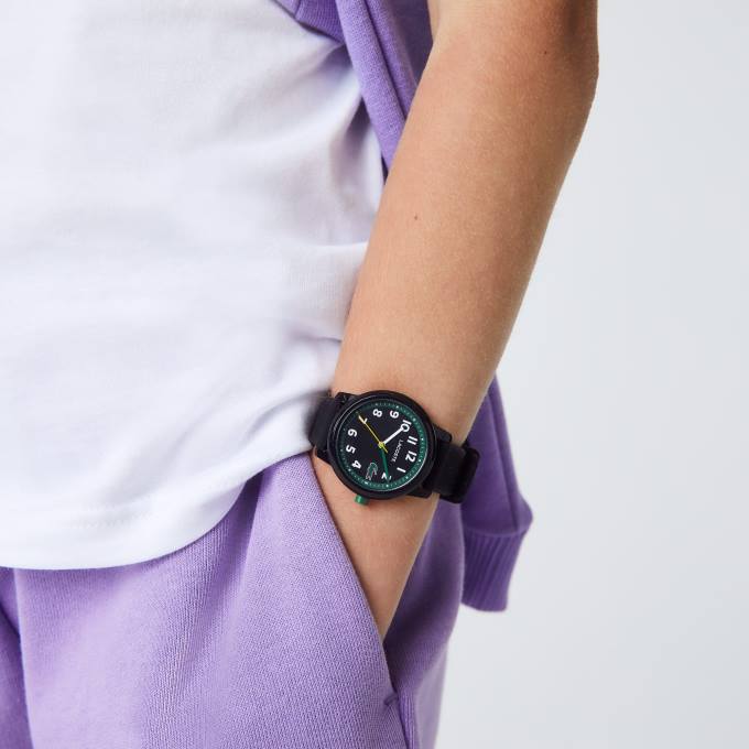 Kids Lacoste V0ZN3112 Black 000 12.12 Black Silicone Strap Watch - Image 1