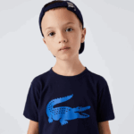 Kids Lacoste V0ZN3121 Navy Blue 976 SPORT Tennis Technical Jersey Oversized Croc T-Shirt