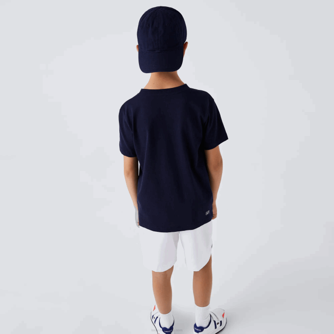 Kids Lacoste V0ZN3121 Navy Blue 976 SPORT Tennis Technical Jersey Oversized Croc T-Shirt - Image 3