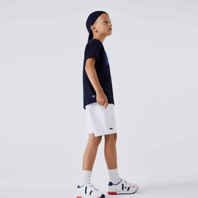 Kids Lacoste V0ZN3121 Navy Blue 976 SPORT Tennis Technical Jersey Oversized Croc T-Shirt - Image 4