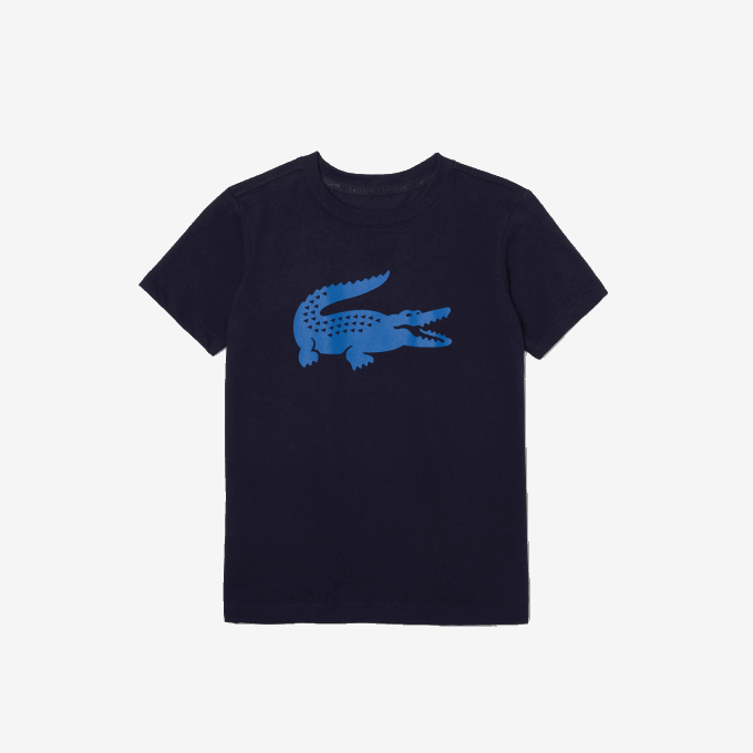 Kids Lacoste V0ZN3121 Navy Blue 976 SPORT Tennis Technical Jersey Oversized Croc T-Shirt - Image 5