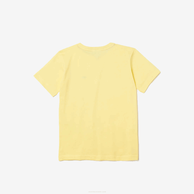 Kids Lacoste V0ZN3132 Yellow 107 Crew Neck Cotton Jersey T-Shirt - Image 3