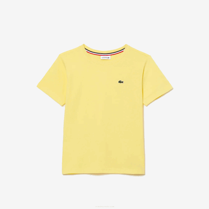 Kids Lacoste V0ZN3132 Yellow 107 Crew Neck Cotton Jersey T-Shirt - Image 1