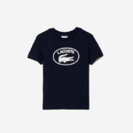 Kids Lacoste V0ZN3134 Navy Blue 166 Contrast Branded Cotton Jersey T-Shirt