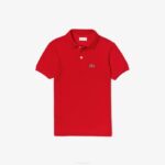 Kids Lacoste V0ZN3135 Red 240 Regular Fit Petit Pique Polo - Image 2