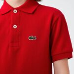 Kids Lacoste V0ZN3135 Red 240 Regular Fit Petit Pique Polo - Image 4