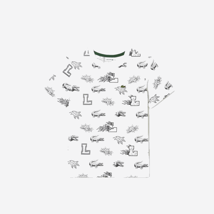 Kids Lacoste V0ZN3136 White 001 Custom Print Organic Cotton T-Shirt - Image 1