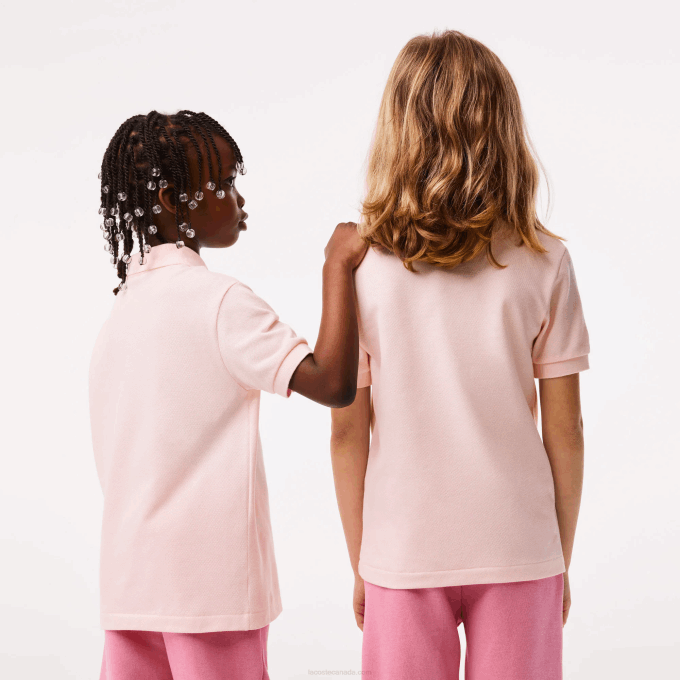 Kids Lacoste V0ZN3137 Light Pink T03 Regular Fit Petit Pique Polo - Image 2