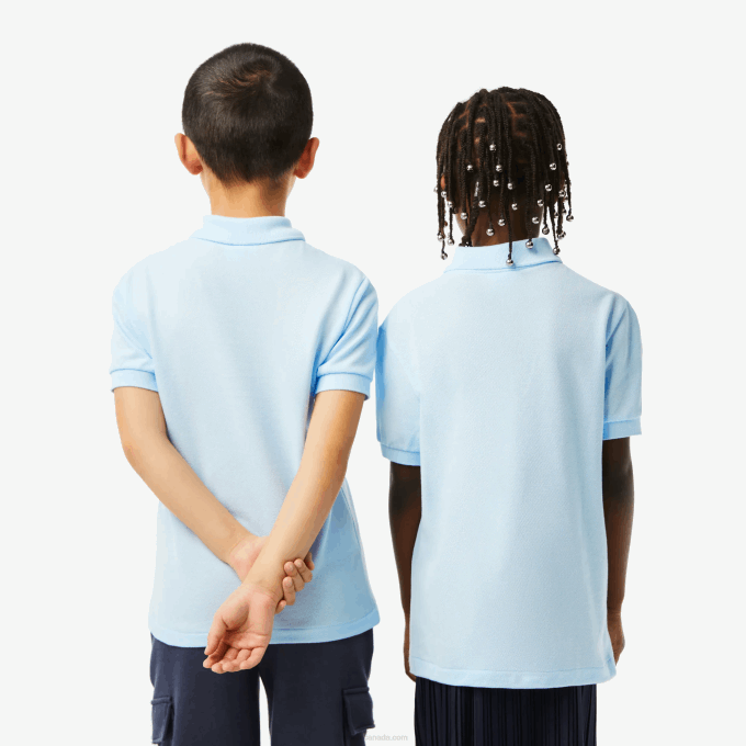 Kids Lacoste V0ZN3139 Light Blue T01 Regular Fit Petit Pique Polo - Image 3