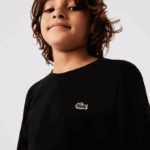 Kids Lacoste V0ZN3141 Black 031 Crew Neck Jersey T-Shirt - Image 2