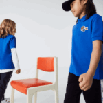 Kids Lacoste V0ZN3145 Blue K1Q Comic Badge Organic Cotton Pique Polo - Image 2