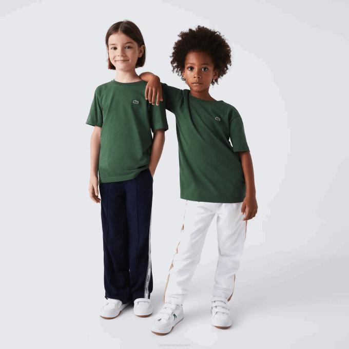 Kids Lacoste V0ZN3149 Green 5HX Crew Neck Cotton Jersey T-Shirt - Image 1