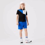 Kids Lacoste V0ZN3150 Black Blue White 7KE SPORT Color-Block Tennis Polo - Image 2