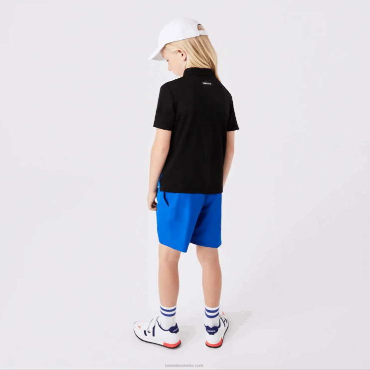 Kids Lacoste V0ZN3150 Black Blue White 7KE SPORT Color-Block Tennis Polo - Image 3