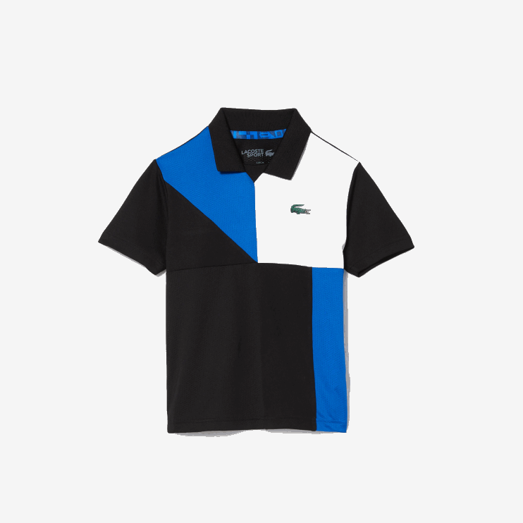 Kids Lacoste V0ZN3150 Black Blue White 7KE SPORT Color-Block Tennis Polo - Image 4
